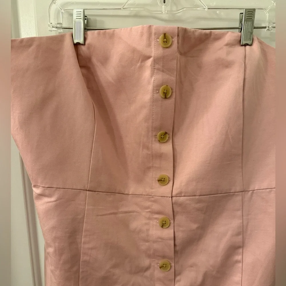 NWT Banana Republic Cotton-Linen Knee-Length Dress Light Pink Size 18 - Picture 3 of 10